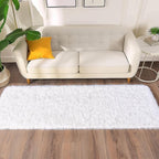 Soft Runner Rugs for Bedroom Hallways New Upgraded Non-Slip Bottom, 2 Packs 2x6 White Fluffy Shag Throw Area Rug for Bedside Dorm, Long Shaggy Furry Carpet for Nursery Living Room