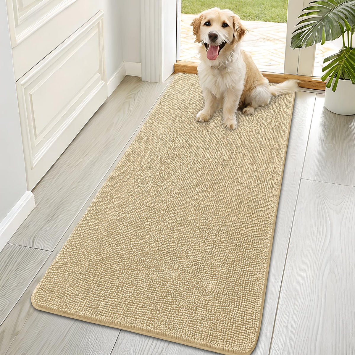 OLANLY Dog Door Mat for Muddy Paws 70x35, Super Absorbent Chenille Mud Mat