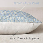 Foindtower Set of 2 Decorative Vintage Floral Print Throw Pillow Covers Neutral Modern Farmhouse Cushion Covers Boho Home Decor for Sofa Chair Couch Bedroom Living Room Outdoor,18×18 Inch,Powder Blue