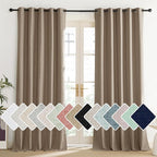 NICETOWN Burlap Vintage Open Linen Weave Flax Thermal Curtains, 100% Blackout Curtains 90" Long for Dining Room, Soundproof Window Treatment Drapes for Home Office, 62" Wide Per Panel, Set of 2