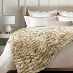 Ultra Soft Cozy Faux Fur Throw Blanket, Fuzzy Plush Thick Bubble Blanket, Oversize Luxury Fluffy Blanket for Couch, Sofa, Bedroom, and Living Room,50x60 Inches,Double Sided Tie-Dye Camel