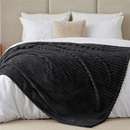 BEDELITE Ribbed King Size Blanket for Bed, Black, 108"x90"