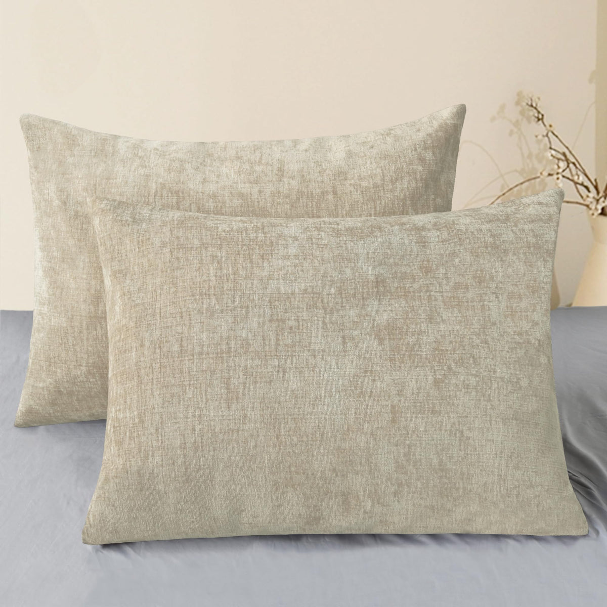 CaliTime Decorative Standard Throw Pillow Covers 26 X 20 Inches True White