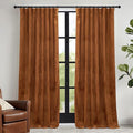 RYB HOME Orange Velvet Curtains 72 inches with Hook Belt, Back Tab