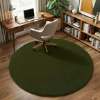 Amearea Olive Green Round Area Rugs 5ft Washable Circle Rugs for Bedroom Living Room, Fluffy Indoor Thickened Memory Foam Rug, Non Slip Minimalist Circular Carpet for Kids Boy Girl Dorm Nursery Room