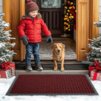 Smiry Front Door Mat Outside Entrance, Heavy Duty Natural Rubber Doormat, Non Slip, Trap Dirt and Moisture, Easy Clean, Low Profile Welcome Floor Mats for Indoor Outdoor Entry, 71x23 Inch, Red