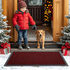 Smiry Front Door Mat Outside Entrance, Natural Rubber Doormat, 29.5x17 Inch