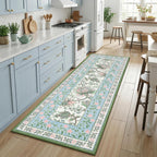 GarveeHome Blue Green Pink 8x10 Area Rugs for Living Room, Botanical Grove Cottagecore Washable Rug for Bedroom Dining Nursery Low-Pile Vintage Large Carpet