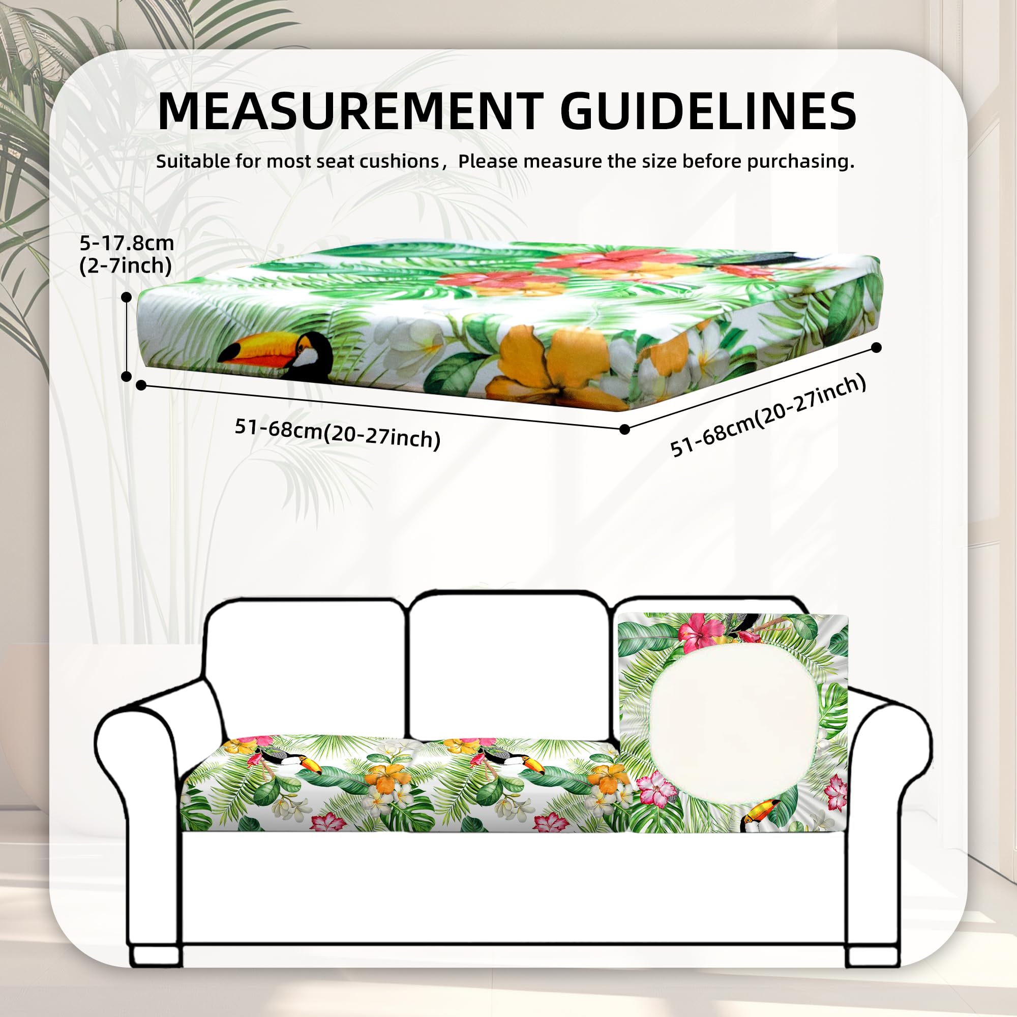 8 Piece Outdoor Cushion Covers, Patio Sofa Cushion Covers, Stretch Fit