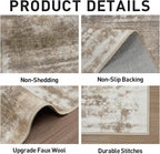 6x9 Area Rugs Washable Rug: Large Modern Abstract Living Room Rug Soft Anti-Skid Thin Carpet Indoor Floor Non-Shedding Carpets for Bedroom Dining Room Farmhouse Nursery Home Office Brown White