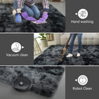 10X14 Large Area Rugs for Living Room Bedroom,Big Shag Rug for Bedroom Dorm,Soft Fluffy Indoor Carpet Plush Rugs for Living Room Home Decor(Mottling Black, 10X14 Feet)