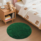 OLANLY Dark Green Round Rugs for Bedroom - Machine Washable, 2 ft Circle Area Rugs for Living Room, Soft and Fluffy Shaggy Carpet for Teen Girls and Boys, Nursery Rooms, Dorms, Home Decor Aesthetic