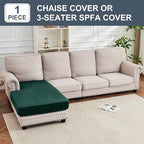 Couch Cover Velvet Chaise Cushion Cover for Sectional Sofas - Elastic L-Shaped Sofa Seat Covers Washable, Slipcover Protector (1-Piece, Christmas Green)
