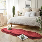 Ashler Faux Fur Rug, Deep Red Area Rugs, Fluffy Sheepskin Fur Rug, Fuzzy Ultra Soft 2 x 6 Ft Rugs, Machine Washable Shag Rug, Nursery Throw Rugs for Bed, Living Room