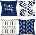 YCOLL Pillow Covers 20x20 Set of 4, Modern Sofa Throw Pillow Cover, Decorative Outdoor Linen Fabric Pillow Case for Chair Sofa Couch Bed Car, Dark Blue