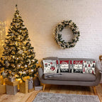 ONFAON Christmas Decorations - Merry Christmas Trees Red Throw Pillow Covers 18x18 Set of 4,Winter Holiday Decor Throw Cushion Case for Home Couch