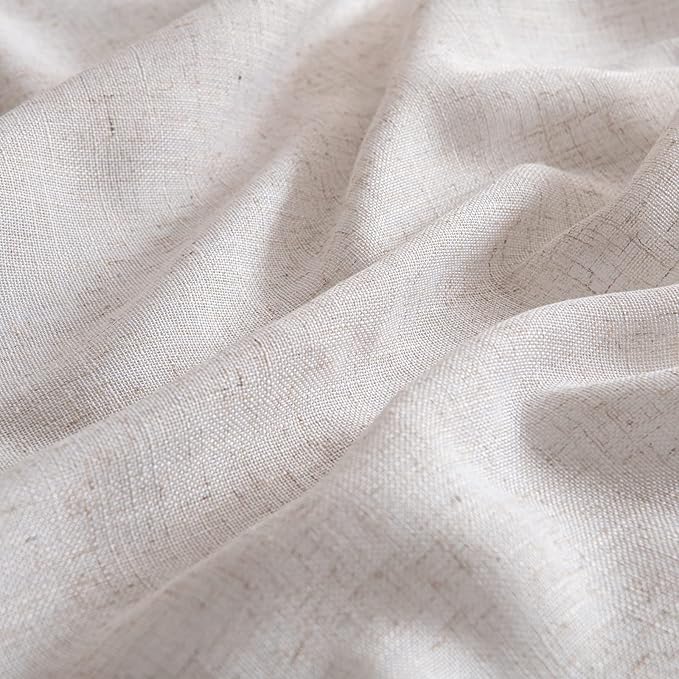 MIULEE Natural White Linen Curtains 52x102 Inch Length 2 Panels for Bedroom
