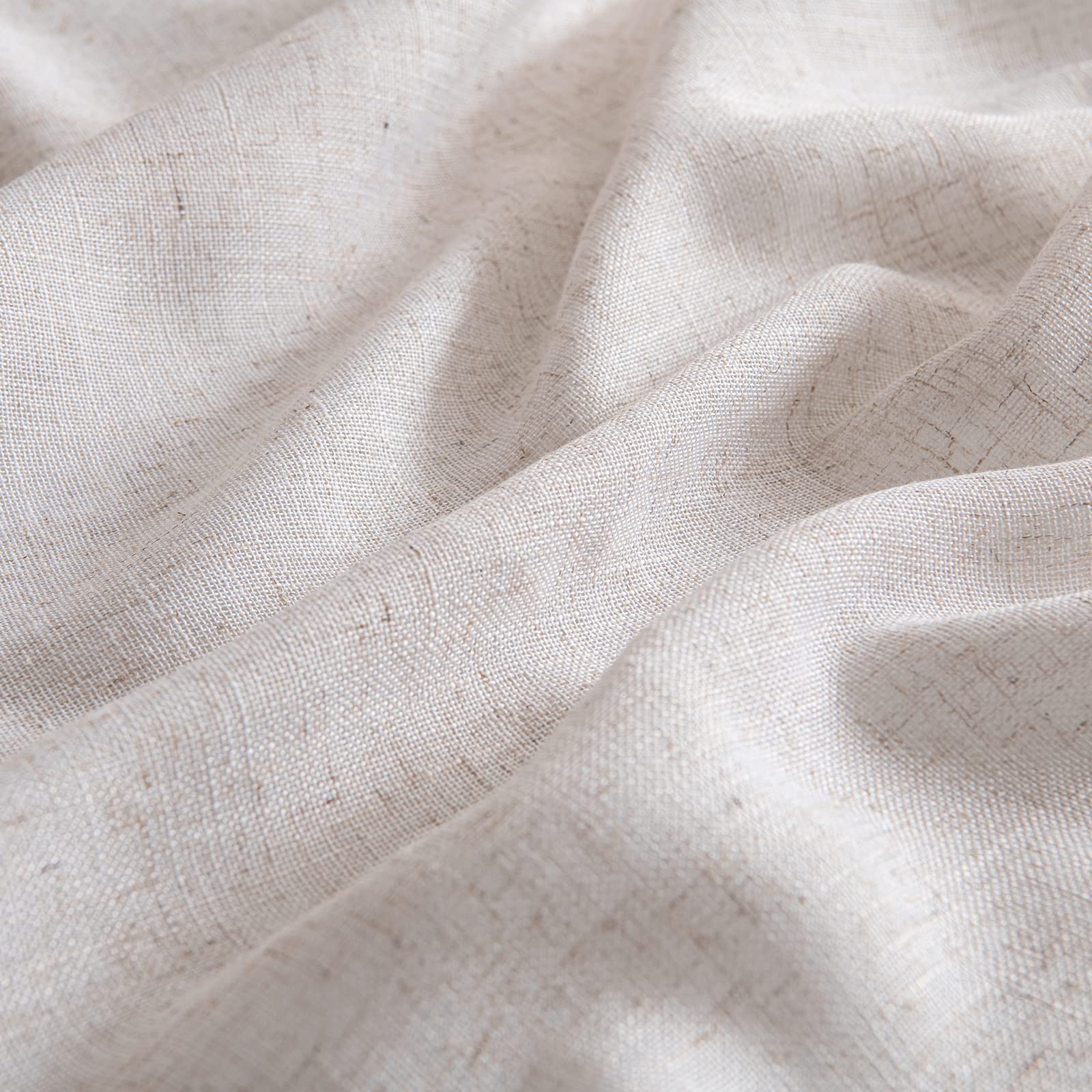MIULEE Natural White Linen Curtains 52x54 Inch Length 2 Panels for Bedroom