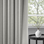 Topfinel Grey Linen Blackout Curtains 90 Inches Long for Bedroom Living Room 100% Black Out Thermal Insulated Ring Hooks Back Tab Room Darkening Pleated Drapes Dark Gray 90 Inch Curtain 2 Panels