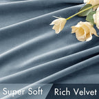 MIULEE Velvet Curtains 96 inches - Luxury Blackout Curtains for Bedroom Living Room Thermal Insulated Super Soft Window Drapes Rod Pocket & Back Tab, Stone Blue, W52 x L96 inches, 2 Panels