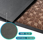 Bulijojo Sturdy Front Entrance Doormats,Durable Heavy Duty Welcome Mat,Thick Absorbent Natural Rubber Non Slip Mat,Easy Clean Entryway Mat Geometric Brown 23"x35"
