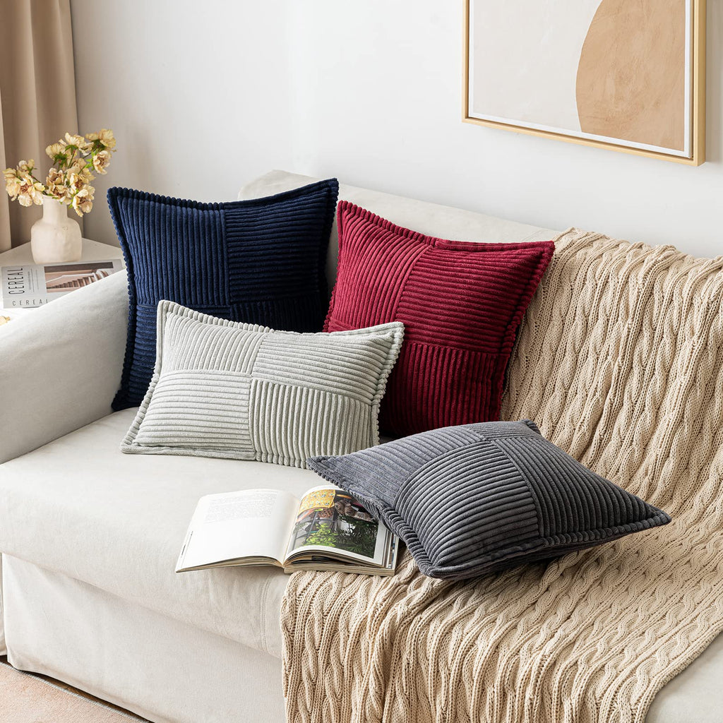 MIULEE Decorative Throw Pillow Covers for Couch 20x20 Inch Dark Grey 2 Pack