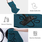 Smiry Dog Door Mat for Muddy Paws, Absorbent Dirt Trapper Non Slip Quick Dry Washable Chenille Mat for Mud Dogs, Entry Rug for Indoor and Outdoor (30x20 Inches, Atlantic Blue and Black)