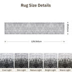 Hallway Washable Runner Rug 2x12 - Non Slip Vintage Kitchen Runner Rugs for Entryway Low-Pile Waterproof Long Runners for Living Room Bedroom Medallion Indoor Floor Mat for Bathroom Laundry Grey