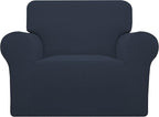 Easy-Going Stretch Oversized Chair Sofa Slipcover 1-Piece Couch Sofa Cover Furniture Protector Soft with Elastic Bottom for Kids Spandex Jacquard Fabric Small Checks Dark Blue
