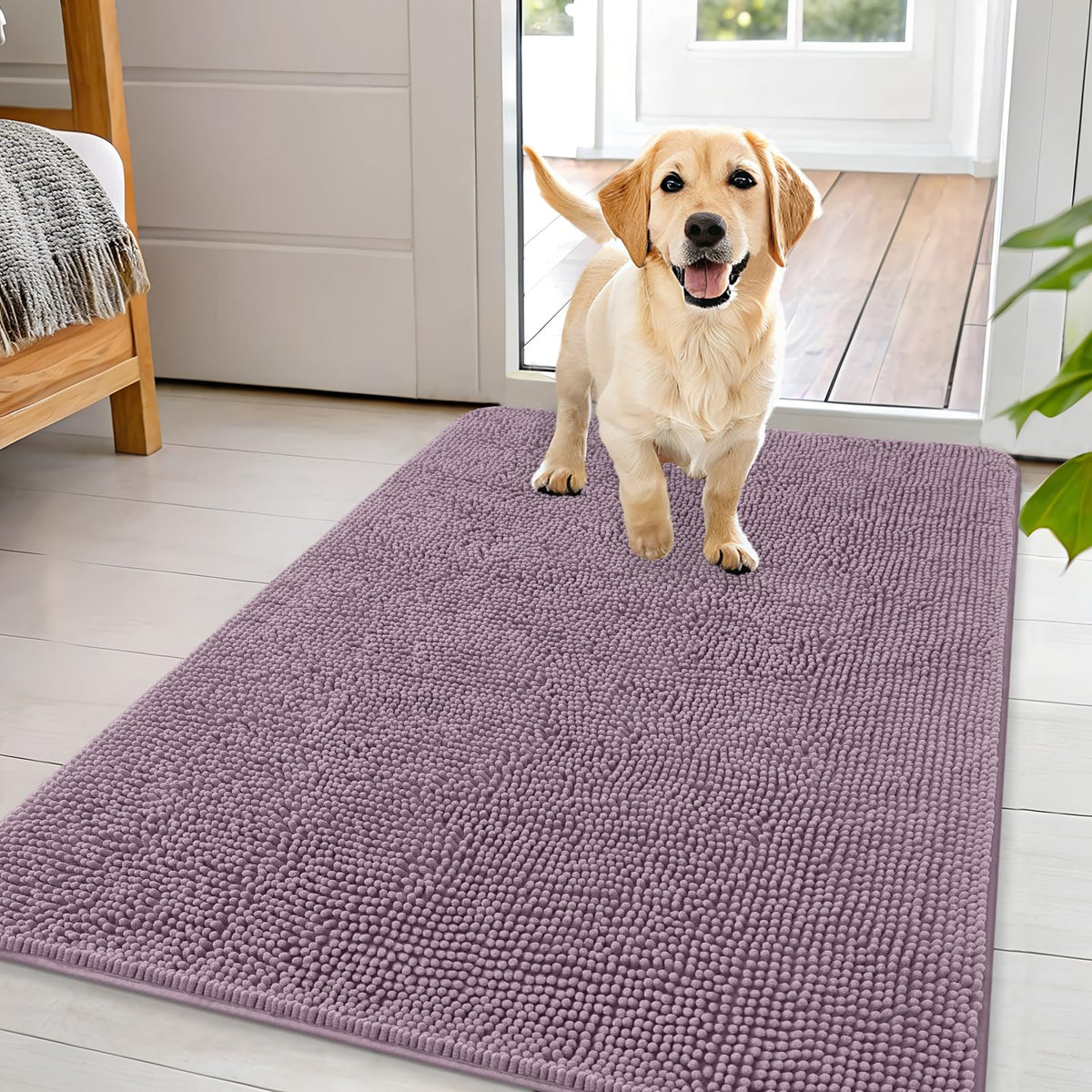 OLANLY Dog Door Mat for Muddy Paws 44x32, Super Absorbent Chenille Mud Mat