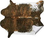 AROGAN Premium Faux Cowhide Rug 4.6 x 5.2 Feet, Sturdy and Large Size Cow Print Rugs, Suitable for Bedroom Living Room Western Decor, Faux Fur Animal Cow Hide Carpet, Saddle Brown