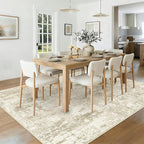 RELEANY Washable 6'x9' Abstract Area Rug for Living Room Cream Beige