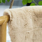 ORINOVA Washable Shag Round Rugs 6ft Camel Plush Faux Rabbit Furry Fur Rugs for Bedroom Large Circle Fluffy Nursery Rug