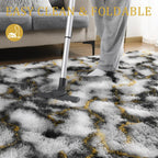 LOCHAS Area Rugs Fluffy Living Room Carpets for Kids Bedroom 6x9, Grey-Gold