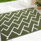 OLANLY Front Door Mat, Non-Slip Rubber Backing, Dirt Resistant and Absorbent, Washable, Easy to Clean Low-Profile Indoor Doormat for Back Door, Entryway, Inside Entrance, 36x24, Green