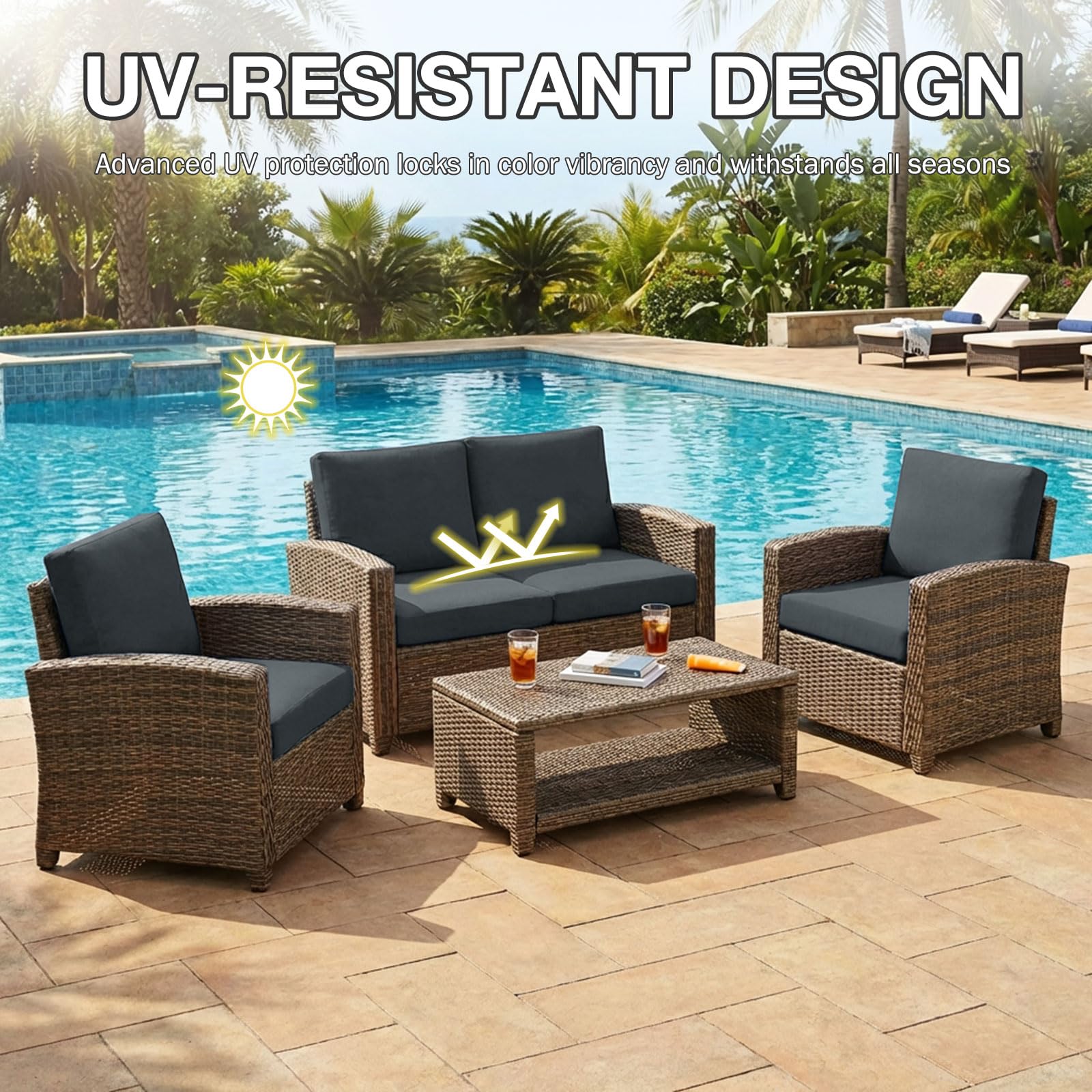 hyha 14Pcs Patio Cushion Covers, Stretch Outdoor Couch Cushion Covers