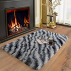 Soft Runner Rugs for Bedroom Hallways, 2x3 Black and White Fluffy Shag Throw Area Rug Non Slip for Bedside Dorm, Long Shaggy Furry Carpet for Nursery Living Room