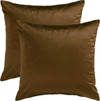 GIGIZAZA Decorative Throw Pillow Covers Set of 2,26 x 26 Chocolate Couch Pillow Covers,Velvet Square Cushion Covers