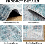 Area Rugs Living Room Rug - 5x7 Washable Modern Abstract Soft Neutral Non-Slip Carpet Large Indoor Floor Thin Carpets for Bedroom Dining Room Farmhouse Nursery Home Office Green