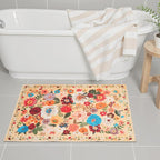 Area rugs 24x17 Inch Home Decor Entry Rug, Small Door Mat Bath Mats for Bathroom, Ultra-Thin Non Slip Floral Low Pile Tub Mat for Sink Shower Doorway Tub Kitchen Sink(2 x 1.4 ft, Yellow Garden)