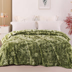Exclusivo Mezcla 3D Fleece King Size Blanket for Bed, Burnt Orange