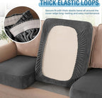 H.VERSAILTEX Velvet Stretch Couch Cushion Cover Plush Cushion Slipcover for Chair Loveseat Sofa Cushion Furniture Protector Seat Cushion Sofa Cover (3 Piece Sofa Cushion Covers, Grey Striped)
