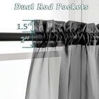 Chyhomenyc Extra Long Black Sheer Curtains 144 inch 2 Panels Set, Translucent Backdrop Window Scarf Drapes for Canopy Bed/Wedding/Living Room/Anniversary, 12FT Length, Each 42Wx144L in, 2PCS, Black