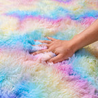 Quntue Rainbow Runner Rugs for Bedroom, 2x6 Rug Runners for Cute Girls Room, Bedside Indoor Floor Fluffy Shag Carpet, Plush Soft Rug for Nursery Dorm Kids Home Decor
