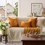GIGIZAZA Decorative Throw Pillow Covers 26x26,Set of 2 Burnt Orange Square Couch Pillow Covers,Velvet Sofa Boho Cushion Pillows