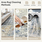 Abstract Rug 5x7 Machine Washable Area Indoor Blue Yellow Low Pile Non-Slip Foldable Thin Accent Rugs for Bedroom Living Room Dining Room