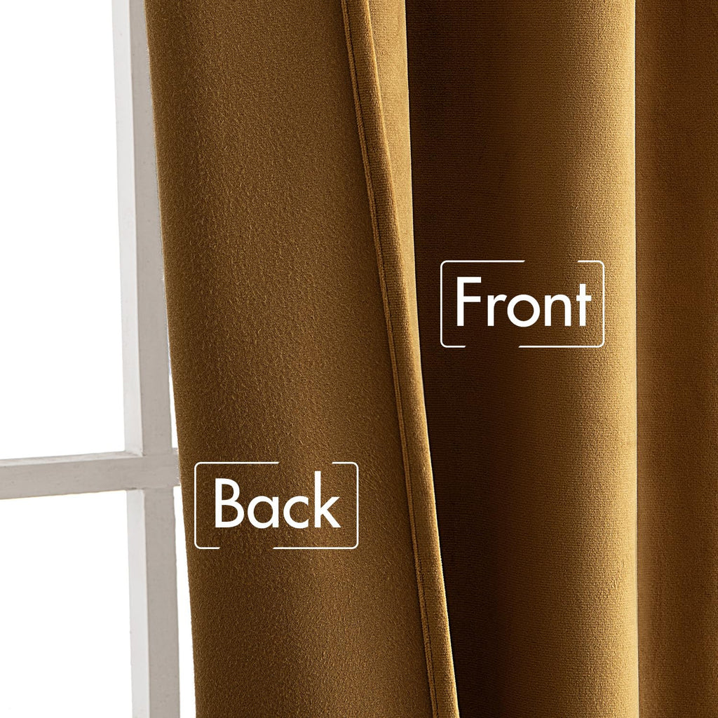 MIULEE Gold Velvet Curtains 52x90 inches Luxury Blackout Curtains