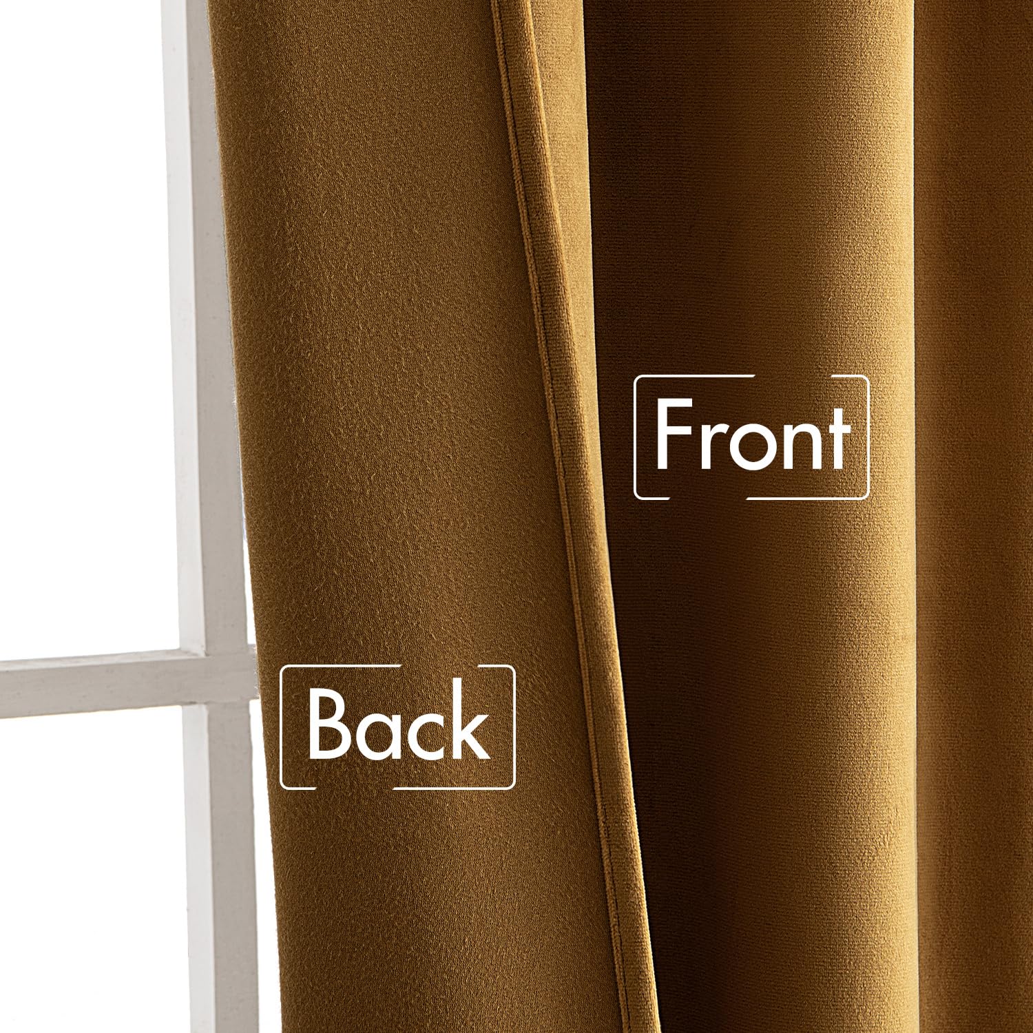 MIULEE Gold Velvet Curtains 52x90 inches Luxury Blackout Curtains