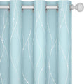 Deconovo Blackout Curtains, Thermal Insulated Soundproof Grommet Drapes, Wave Dot Foil Print, 52 x 95 Inch, Set of 2, Machine Washable Window Panel for Bedroom Living Room Nursery Kitchen, Light Blue