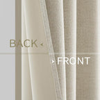 MIULEE 100% Blackout Linen Curtains for Bedroom 52x120 Inches Cream